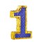 Small Royal Blue and Gold Number 1 Pinata with Pull Strings for 1st Birthday Party Table Decorations, 16.5 x 10.6 x 3 In